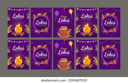 happy lohri day vector illustration flat design