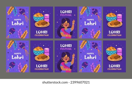 happy lohri day vector illustration flat design