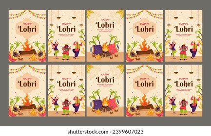 happy lohri day vector illustration flat design