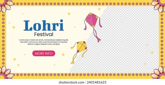 Happy Lohri Festival. Lohri festival celebration. January 13. Cartoon Vector illustration design Template for Poster, Banner, Post, Flyer, Greeting, Card, Cover. Lohri Festival background.