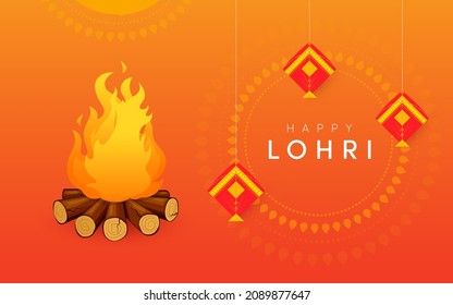 Happy Lohri Festival Greeting Background Design Template Vector Illustration