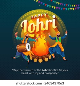 Happy Lohri Festival Greeting Background Design Template