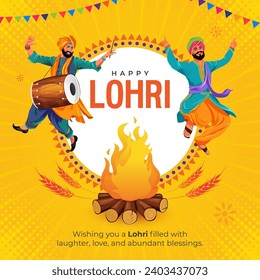 Happy Lohri Festival Greeting Background Design Template