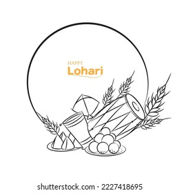 happy lohri festival line drawing