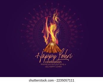 Happy Lohri Festival Of Punjab holiday background for Punjabi festival