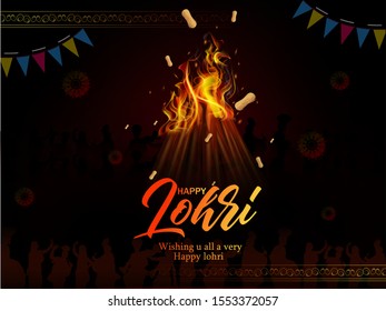 Happy Lohri festival of Punjab India, lohri celebration bonfire bakground