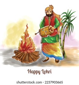 	
Happy lohri festival of punjab india card background