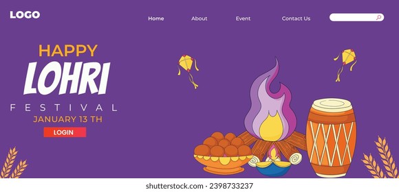 Happy Lohri festival of Punjab India background. .template for Poster, Banner, Greeting, Card, Flyer