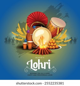 Happy Lohri festival of Punjab India background. abstract vector illustration banner design	