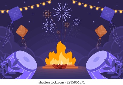 Feliz Festival Lohri De Ilustración Vectorial Punjab.