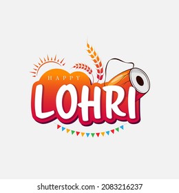 Happy Lohri Festival Sticker Greeting Background Design Template Vector Illustration
