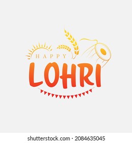 Happy Lohri Festival Sticker Greeting Background Design Template Vector Illustration