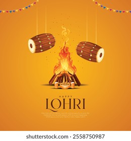 Happy Lohri harvest festival of India vector poster creative design.