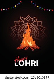 Happy Lohri harvest festival of Punjab vector poster