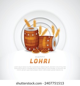 Happy Lohri Holiday Background and Flyer Template. Punjabi Festival Lohri Banner and Poster Design Vector Illustration. Lohri Festival Social Media Post Design