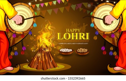 Happy Lohri holiday background for Punjabi festival