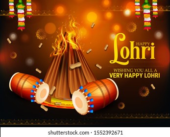 Happy Lohri holiday background for Punjabi festival