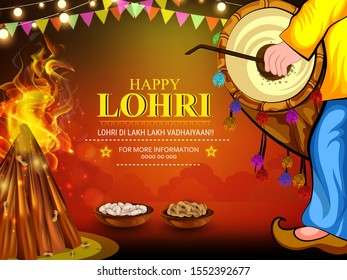 Happy Lohri holiday background for Punjabi festival