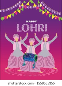 Happy Lohri holiday background for Punjabi festival of india.