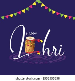 Happy Lohri holiday background for Punjabi festival of india.