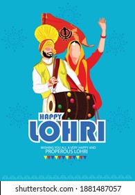Happy Lohri holiday background for Punjabi festival of india.