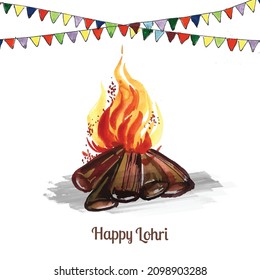  Happy lohri holiday background for punjabi festival vector