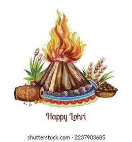 	
Happy lohri holiday festival celebration card background