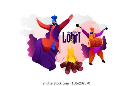 Happy Lohri holiday festival of Punjab, Punjabi festival  