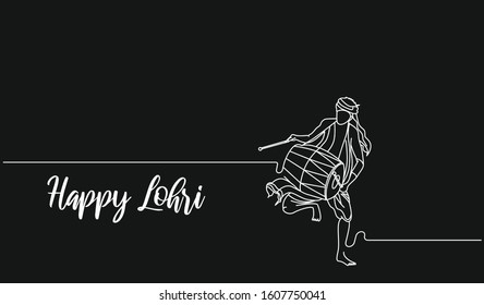 Happy Lohri holiday festival of Punjab India, vector illustration.