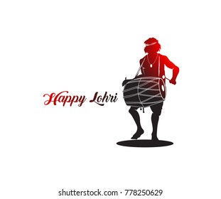 Happy Lohri holiday festival of Punjab India, vector illustration.