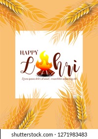 Happy Lohri illustration background for Punjabi harvest festival - Vector 