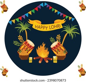 HAPPY LOHRI india summer festival vector