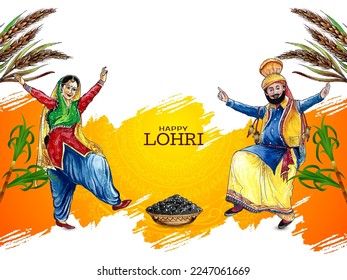 Happy Lohri Indian cultural festival background design vector
