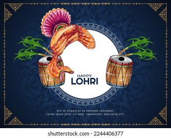 Happy Lohri Indian festival celebration greeting card design vector