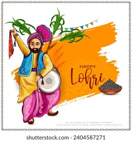 Happy Lohri indian festival celebration background design vector