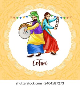 Happy Lohri indian traditional festival greeting design vector