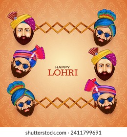 Happy Lohri Indian traditional festival background design vector