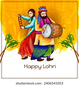 Happy Lohri indian traditional punjabi festival background design vector