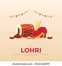 Happy Lohri post greeting card festival of Punjab India background. lohri elements background. abstract vector illustration banner design.