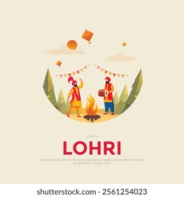 Happy Lohri post greeting card festival of Punjab India background. lohri elements background. abstract vector illustration banner design.