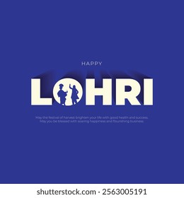 Happy Lohri Post and Greeting Card. Festival of Punjab Lohri Celebration. Minimal and Modern Lohri Creative Poster Vector Illustration