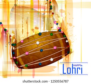 Happy Lohri Punjabi religious holiday background for harvesting festival of India in vector