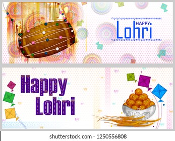 Happy Lohri Punjabi religious holiday background for harvesting festival of India in vector