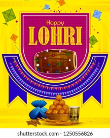 Happy Lohri Punjabi religious holiday background for harvesting festival of India in vector