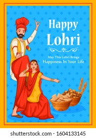 Happy Lohri Punjabi religious holiday background for harvesting festival of India in vector