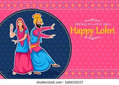 Happy Lohri Punjabi religious holiday background for harvesting festival of India in vector
