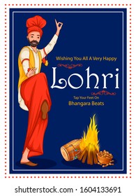 Happy Lohri Punjabi religious holiday background for harvesting festival of India in vector