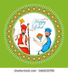 Happy Lohri Punjabi religious holiday background for harvesting festival of India in vector