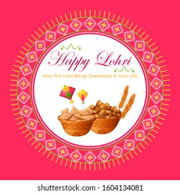 Happy Lohri Punjabi religious holiday background for harvesting festival of India in vector
