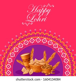 Happy Lohri Punjabi religious holiday background for harvesting festival of India in vector